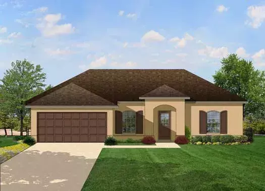 European house plans 95-125 - front exterior, 1,315 sq ft, 3 bed, 2 bath house plans | Monster House Plans