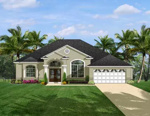 Mediterranean house plans 95-132 - front exterior, 1,975 sq ft, 3 bed, 2 bath house plans | Monster House Plans