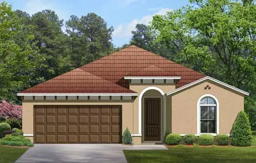 Mediterranean house plans 95-150 - front exterior, 1,612 sq ft, 3 bed, 2 bath house plans | Monster House Plans