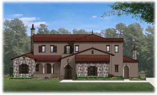 Spanish house plans 95-176 - front exterior, 5,357 sq ft, 5 bed, 5 bath house plans | Monster House Plans