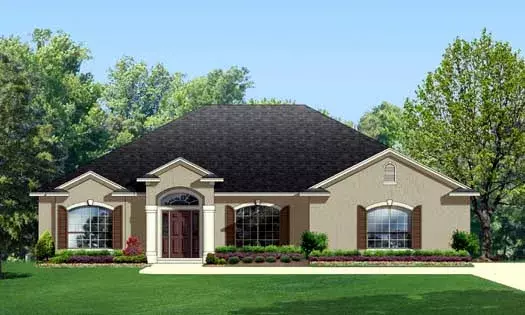 European house plans 95-195 - front exterior, 2,353 sq ft, 5 bed, 2 bath house plans | Monster House Plans