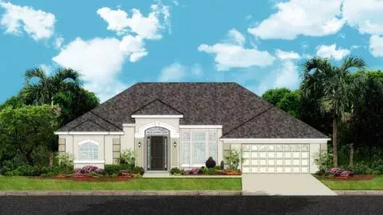 Mediterranean house plans 95-267 - front exterior, 2,407 sq ft, 4 bed, 3 bath house plans | Monster House Plans