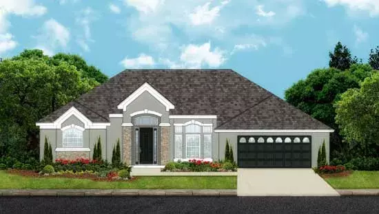 European house plans 95-268 - front exterior, 2,407 sq ft, 4 bed, 3 bath house plans | Monster House Plans