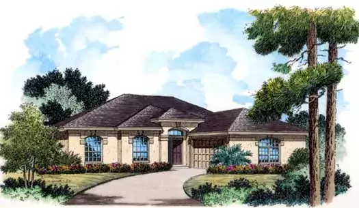 Mediterranean house plans 96-106 - front exterior, 1,772 sq ft, 3 bed, 2 bath house plans | Monster House Plans