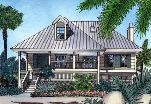 Coastal house plans 96-107 - front exterior, 1,797 sq ft, 3 bed, 2 bath house plans | Monster House Plans
