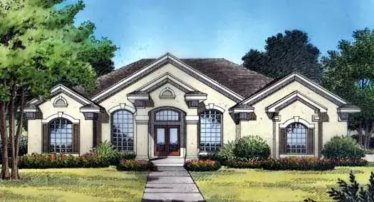 Florida house plans 96-114 - front exterior, 2,140 sq ft, 4 bed, 3 bath house plans | Monster House Plans