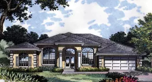 Mediterranean house plans 96-121 - front exterior, 2,456 sq ft, 3 bed, 3 bath house plans | Monster House Plans