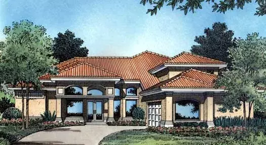 Florida house plans 96-123 - front exterior, 2,598 sq ft, 4 bed, 2 bath house plans | Monster House Plans