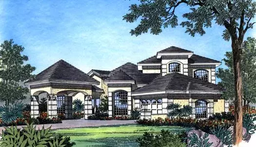 Florida house plans 96-129 - front exterior, 2,887 sq ft, 4 bed, 3 bath house plans | Monster House Plans