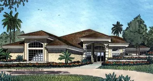 Florida house plans 96-138 - front exterior, 3,743 sq ft, 4 bed, 3 bath house plans | Monster House Plans