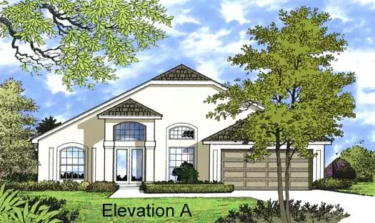 Mediterranean house plans 96-155 - front exterior, 1,704 sq ft, 3 bed, 2 bath house plans | Monster House Plans