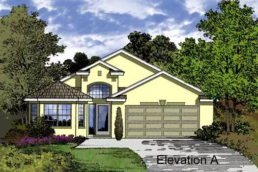 Mediterranean house plans 96-156 - front exterior, 1,740 sq ft, 4 bed, 2 bath house plans | Monster House Plans