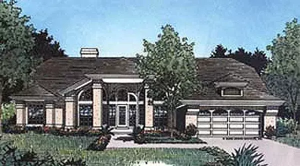 Florida house plans 96-174 - front exterior, 2,056 sq ft, 4 bed, 2 bath house plans | Monster House Plans