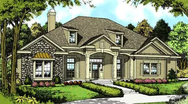 Florida house plans 96-181 - front exterior, 2,089 sq ft, 4 bed, 3 bath house plans | Monster House Plans