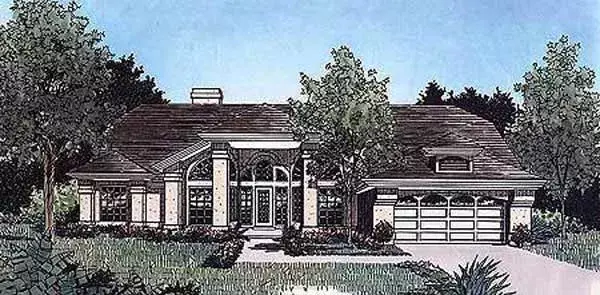 Florida house plans 96-183 - front exterior, 2,104 sq ft, 4 bed, 2 bath house plans | Monster House Plans
