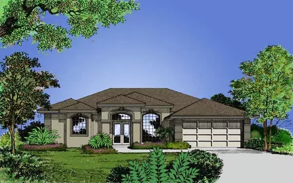Florida house plans 96-188 - front exterior, 2,144 sq ft, 3 bed, 2 bath house plans | Monster House Plans