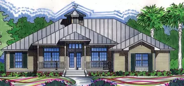 Coastal house plans 96-190 - front exterior, 2,151 sq ft, 4 bed, 2 bath house plans | Monster House Plans
