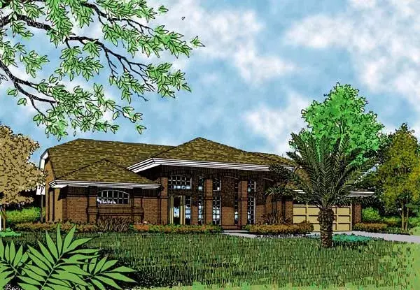 Mediterranean house plans 96-192 - front exterior, 2,153 sq ft, 4 bed, 2 bath house plans | Monster House Plans