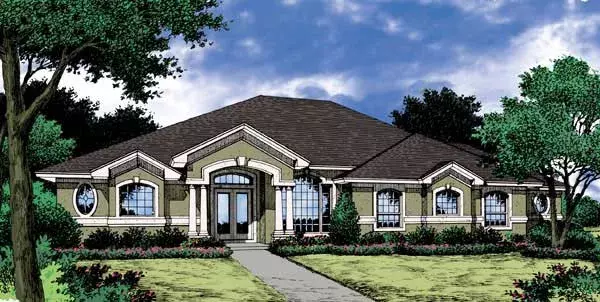 Florida house plans 96-200 - front exterior, 2,173 sq ft, 3 bed, 2 bath house plans | Monster House Plans
