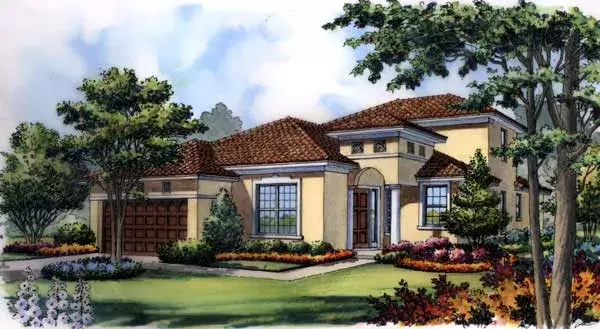 Mediterranean house plans 96-202 - front exterior, 1,894 sq ft, 3 bed, 3 bath house plans | Monster House Plans
