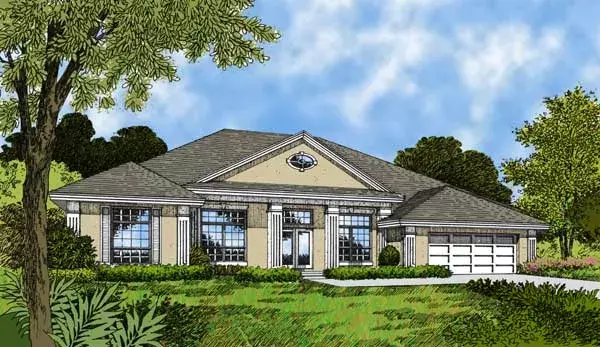 Florida house plans 96-207 - front exterior, 2,221 sq ft, 4 bed, 2 bath house plans | Monster House Plans