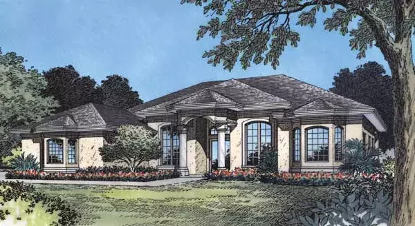 Florida house plans 96-210 - front exterior, 2,362 sq ft, 4 bed, 3 bath house plans | Monster House Plans