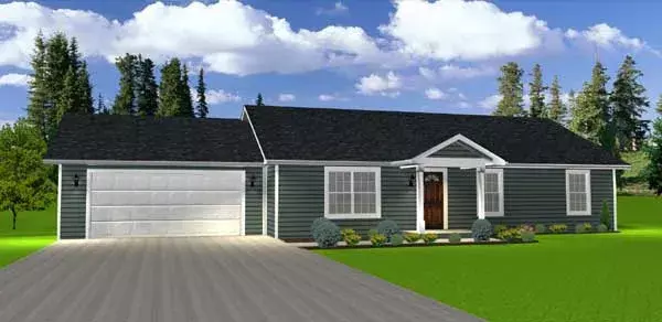 Ranch house plans 97-103 - front exterior, 1,276 sq ft, 3 bed, 2 bath house plans | Monster House Plans