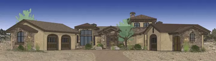 Tuscan house plans 98-108 - front exterior, 3,579 sq ft, 3 bed, 3 bath house plans | Monster House Plans