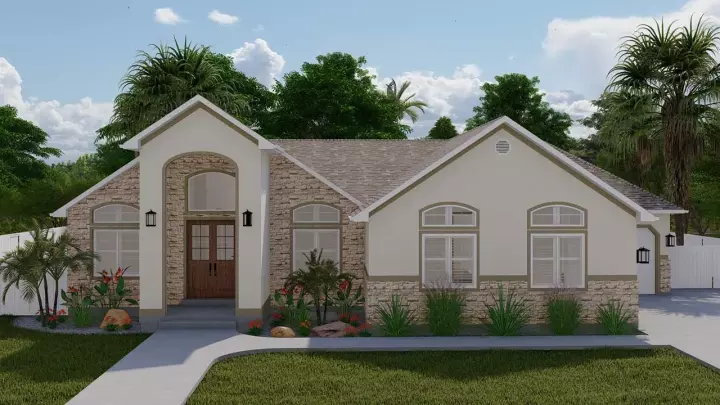 European house plans 99-125 - front exterior, 1,831 sq ft, 2 bed, 2 bath house plans | Monster House Plans