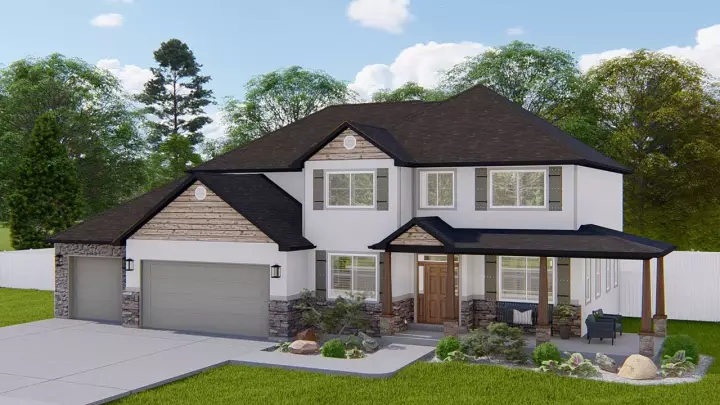 Traditional house plans 99-132 - front exterior, 2,857 sq ft, 4 bed, 2 bath house plans | Monster House Plans