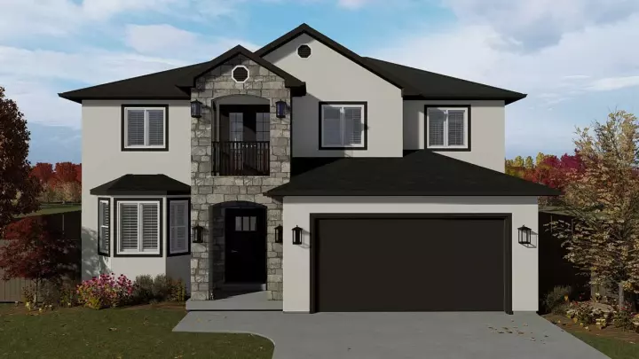 European house plans 99-142 - front exterior, 2,587 sq ft, 5 bed, 3 bath house plans | Monster House Plans