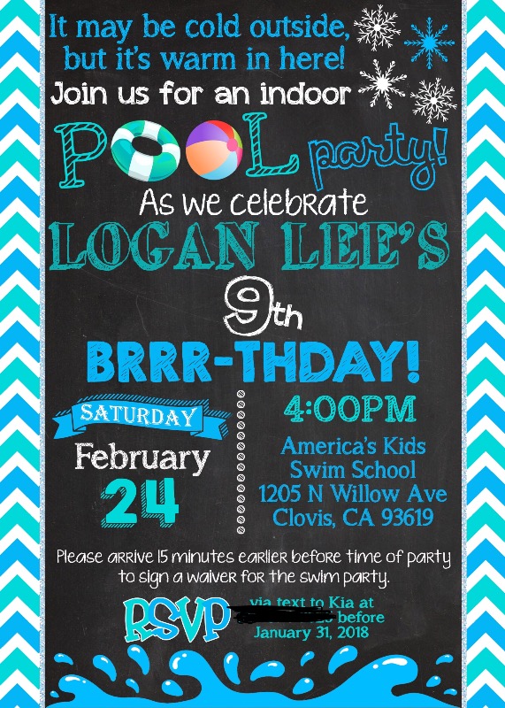winter pool party invitations
