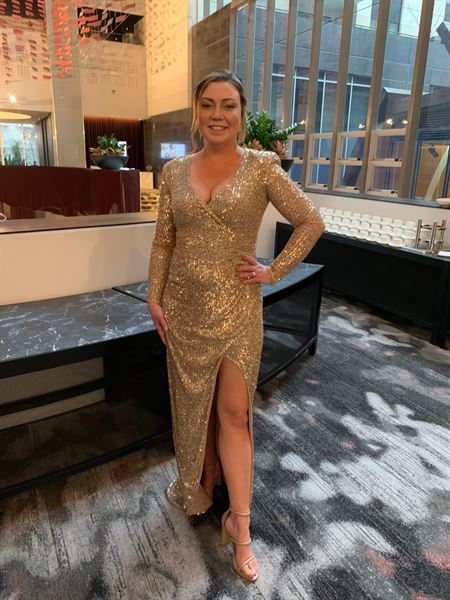 NOOKIE Selena Long Sleeve Gown (Gold 