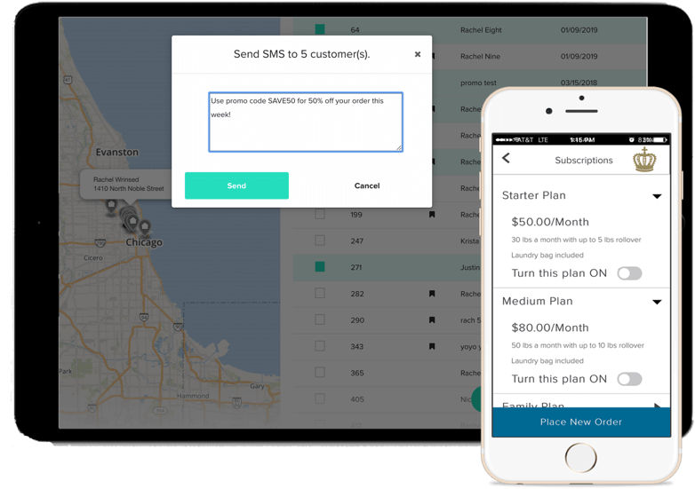 Starchup helps engage Laundry & Dry Cleaning customers vis SMS, email, and mobile and web apps
