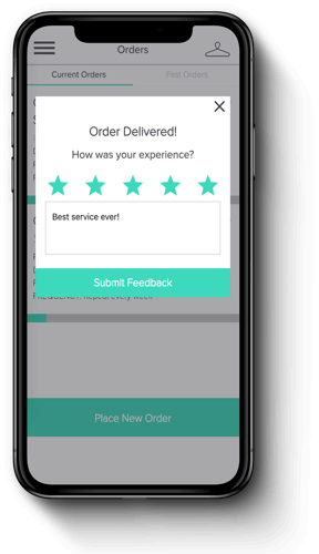 Laundry & Dry Cleaning customer feedback is automated on Starchup's mobile and web ordering apps