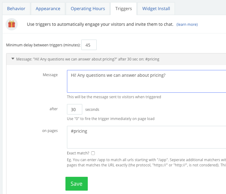 Live chat triggers for Slack