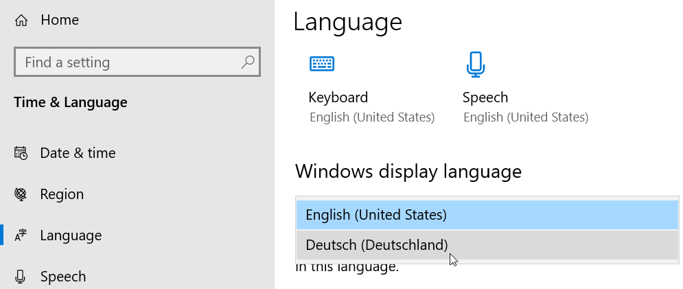 Change display language