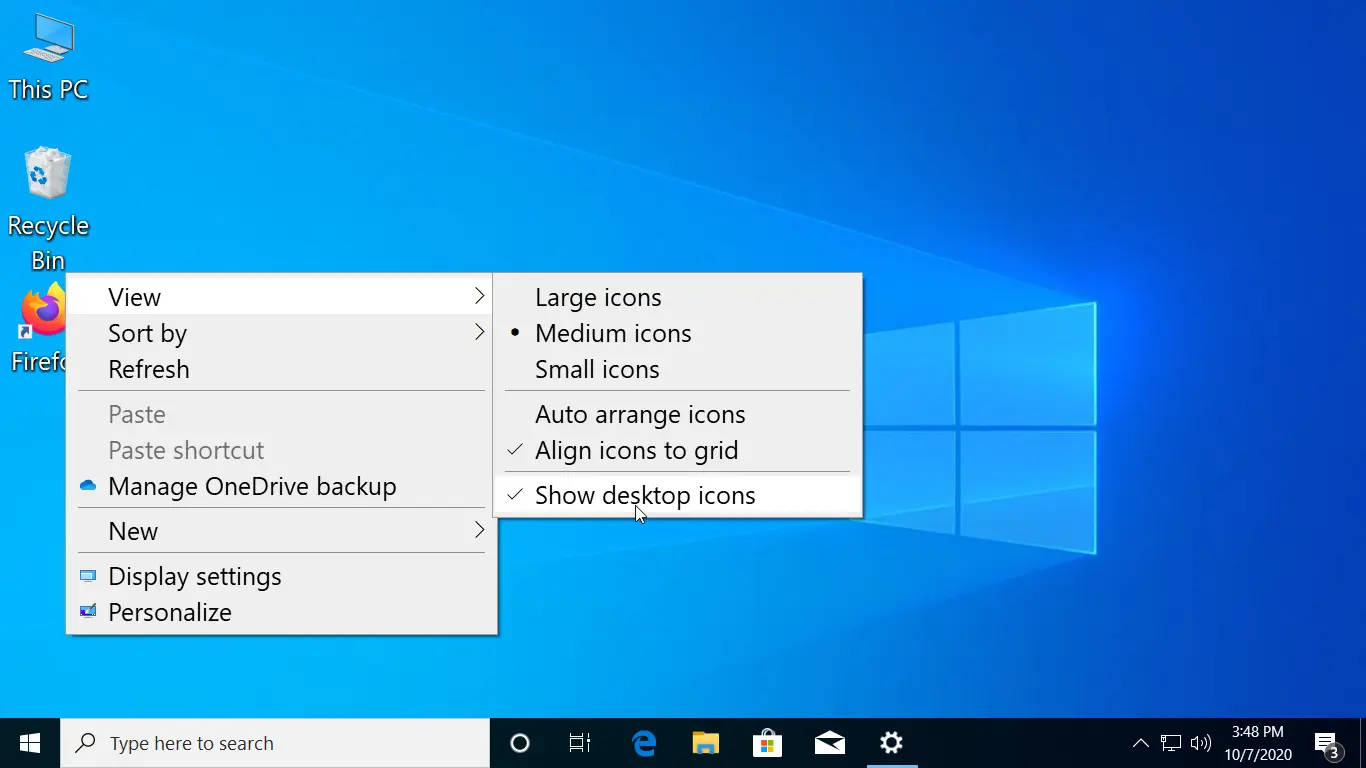 Hide Desktop Icons in Windows 10