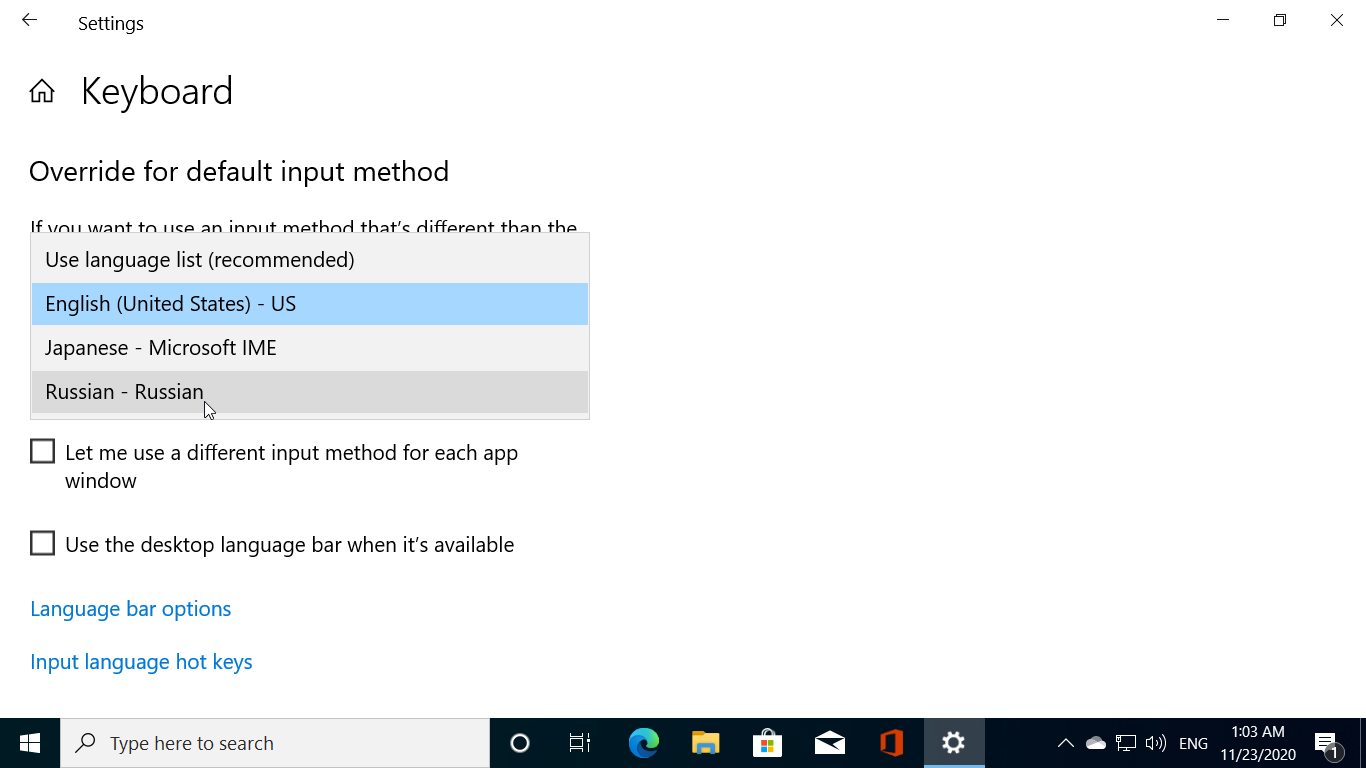 windows 10 change keyboard layout