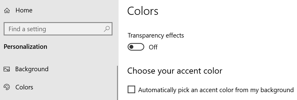 uncheck the Automatically pick an accent color from my background