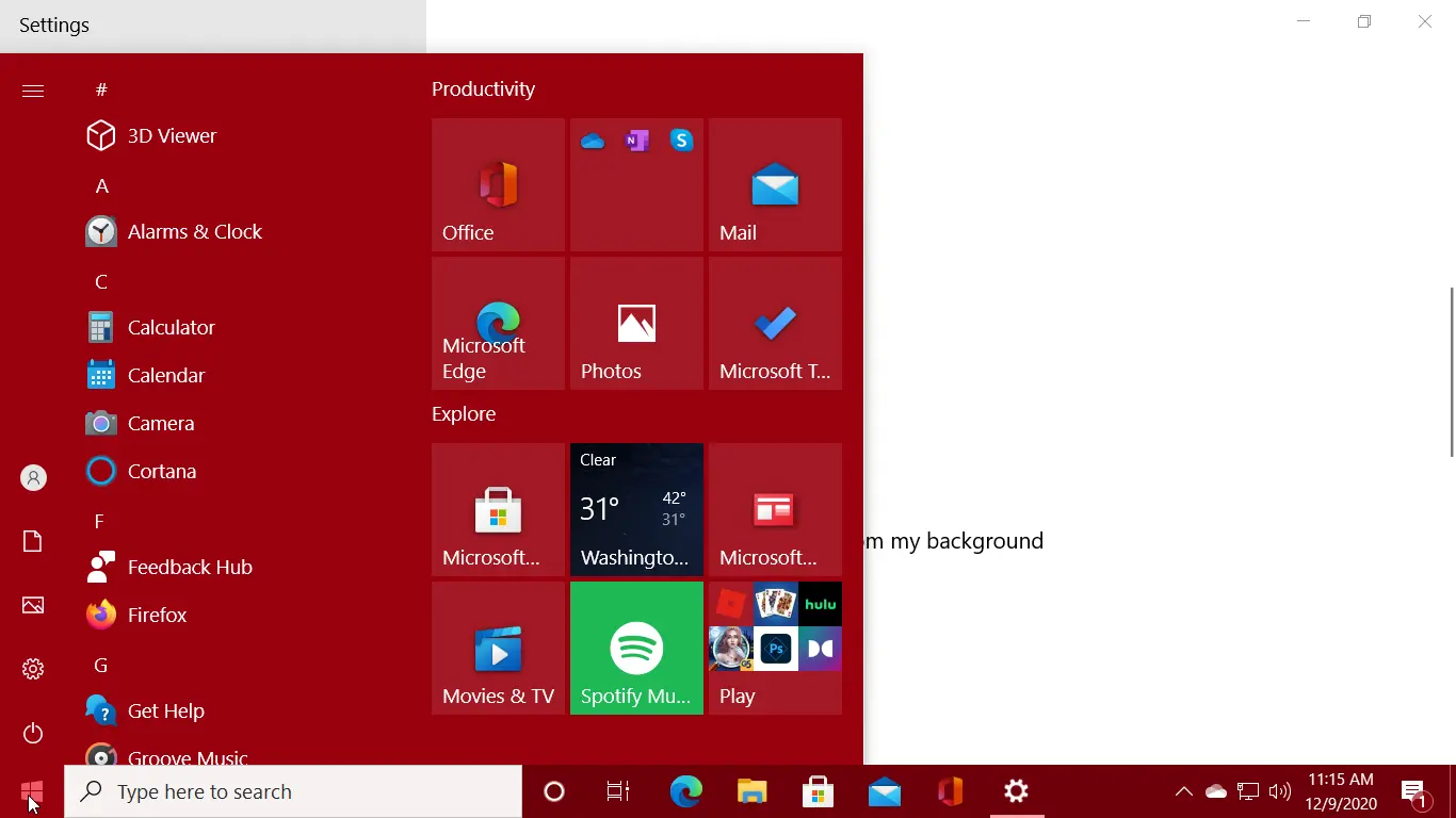 change taskbar color windows 10