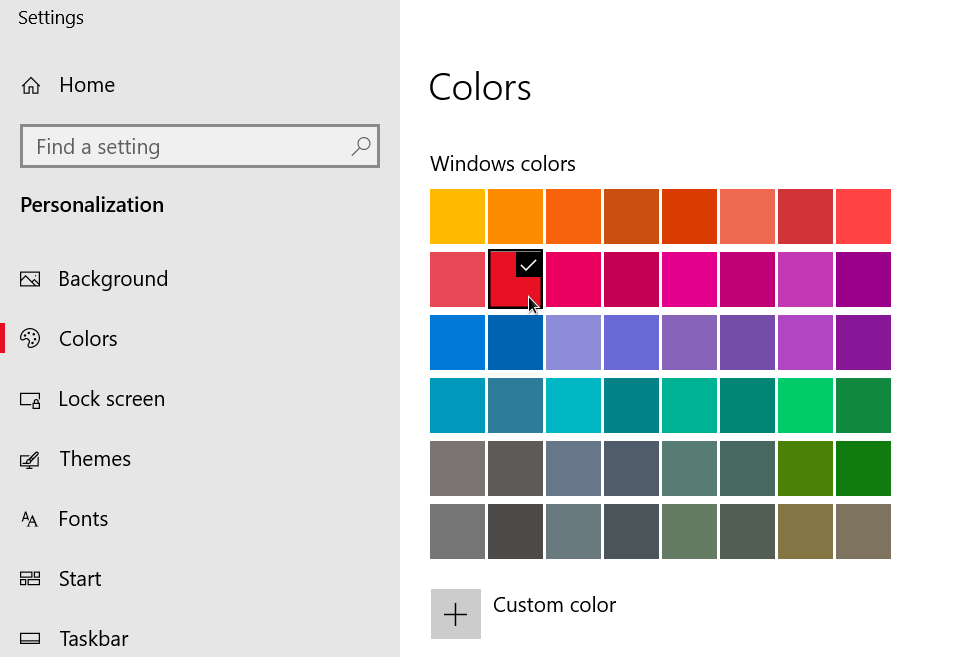 windows 10 taskbar color