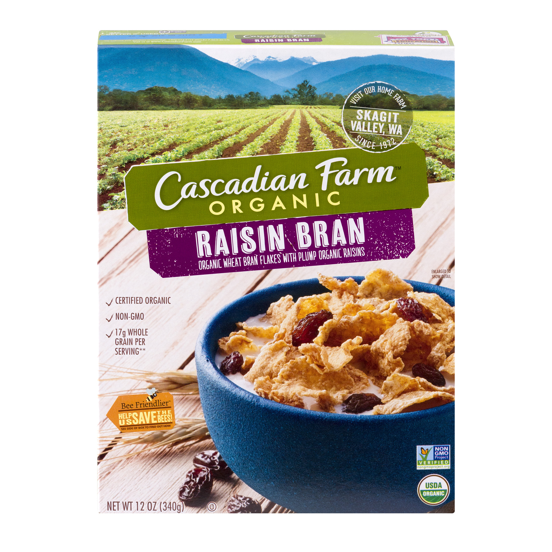 Cascadian Farm Raisin Bran Cereal 12oz Box