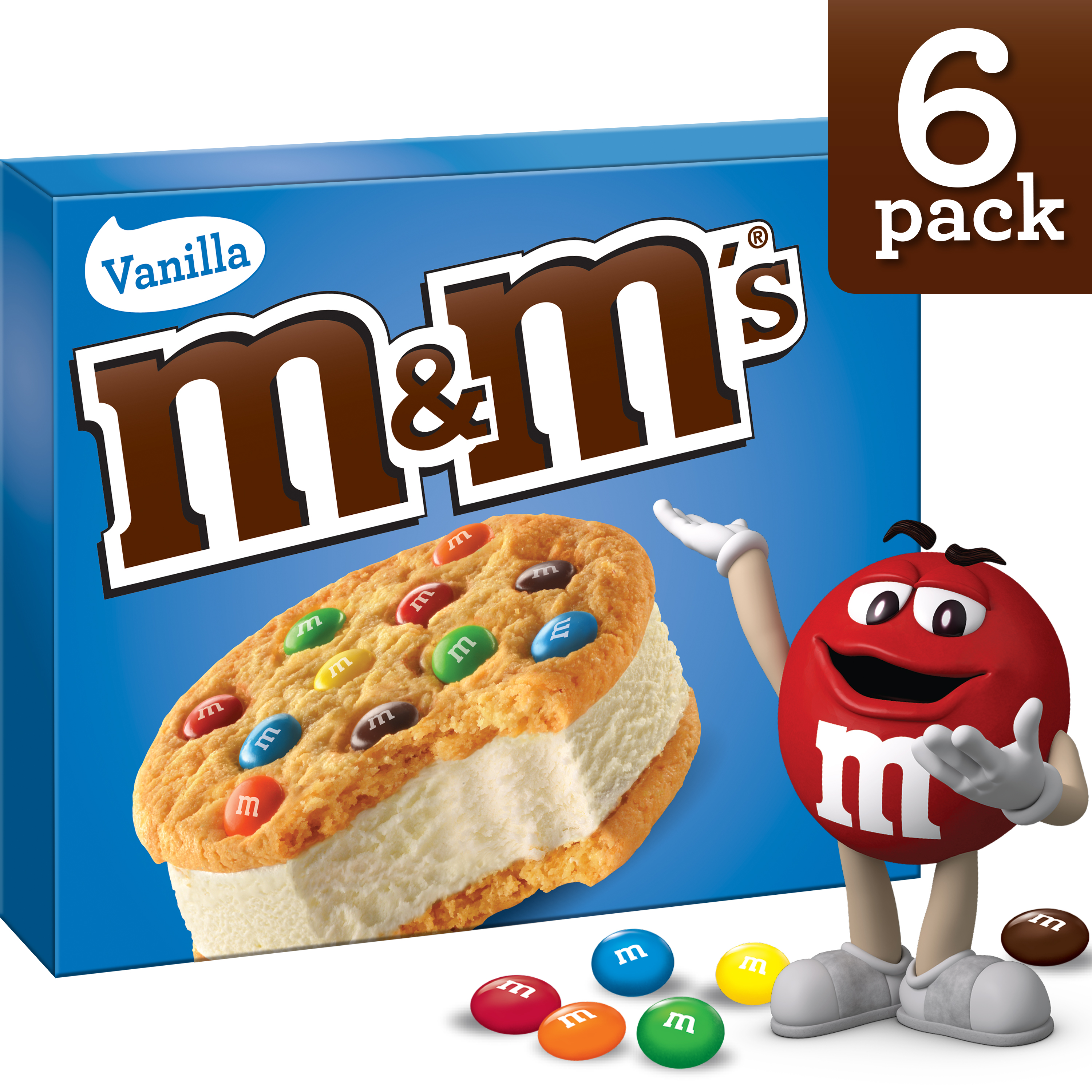 M&M's Vanilla Cookie Ice Cream Sandwiches 4CT 24oz Box