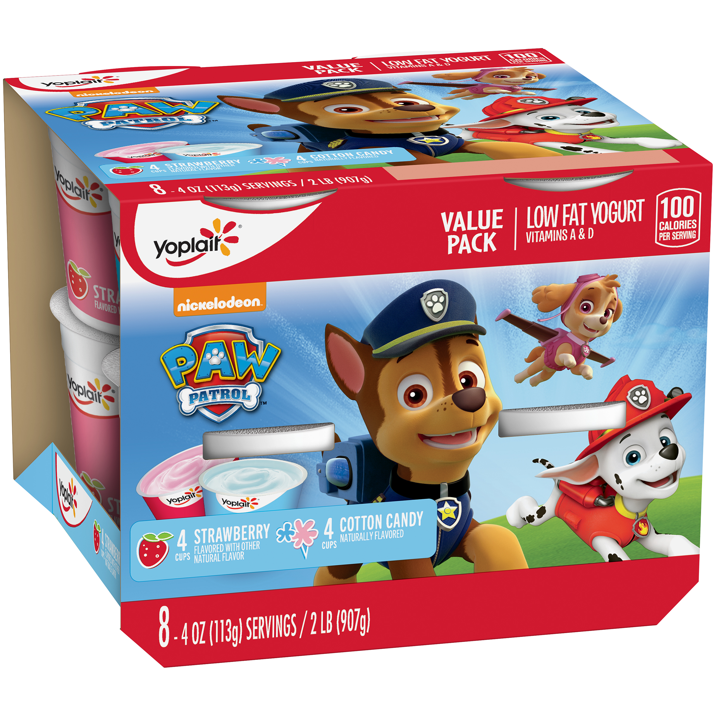 Yoplait Kids Cotton Candy/Strawberry Low Fat Yogurt 4oz EA 8CT PKG