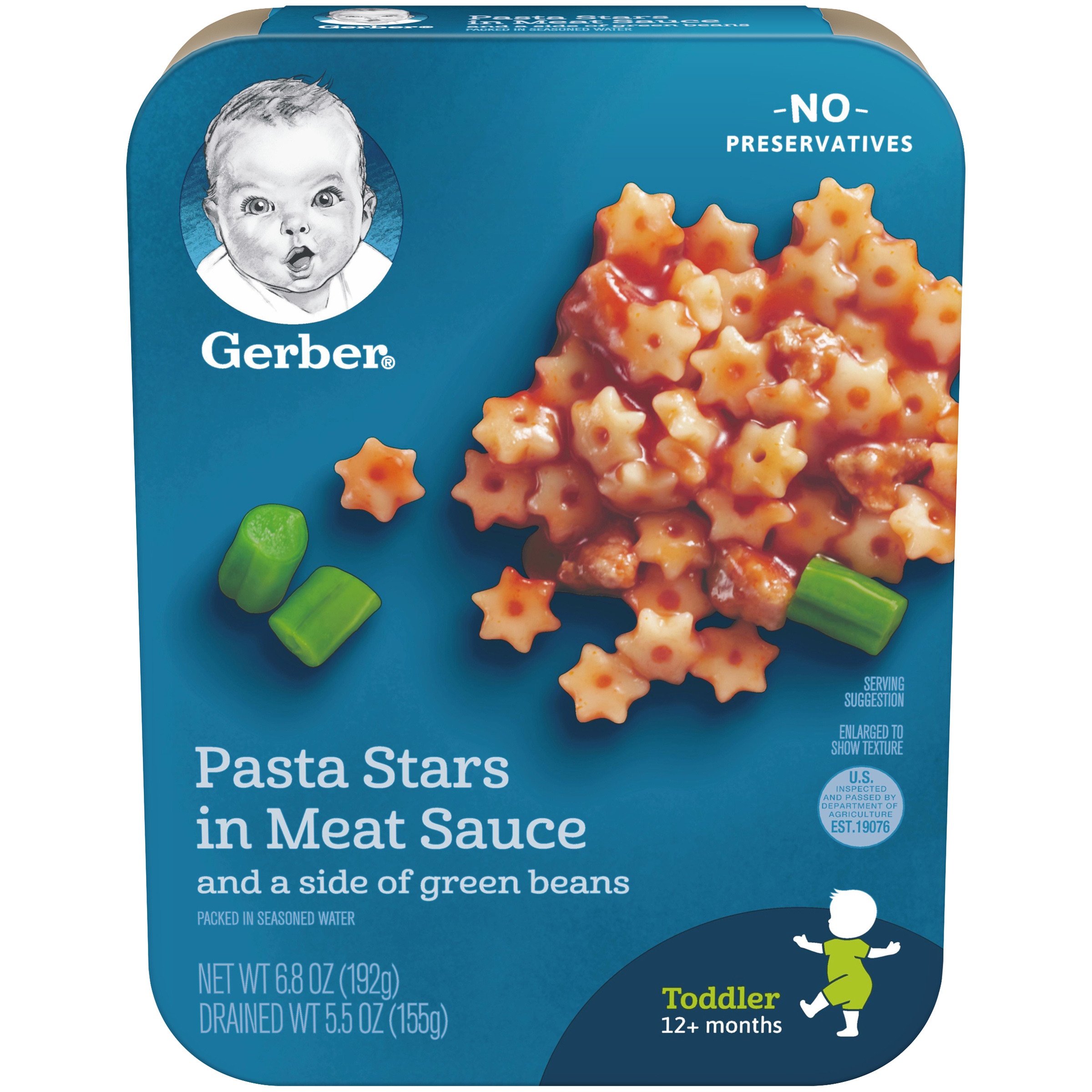 Gerber Pasta Stars in Meat Sauce with Green Beans 6.8oz PKG