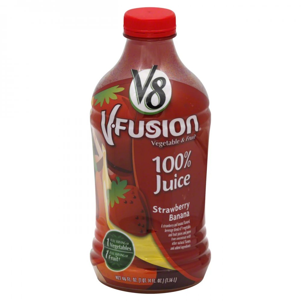 V8 Fusion Vegetable & Fruit Juice Strawberry Banana 46oz BTL