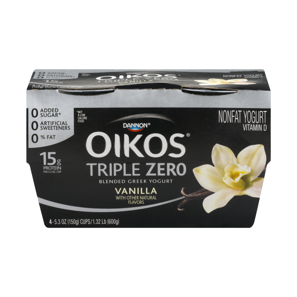 Dannon Oikos Triple Zero Blended Greek Yogurt Vanilla 4PK 5.3oz EA