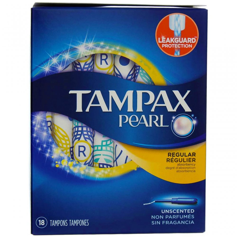 Tampax Pearl Tampons Regular Absorbency w Plastic Applicator Unscented 18CT