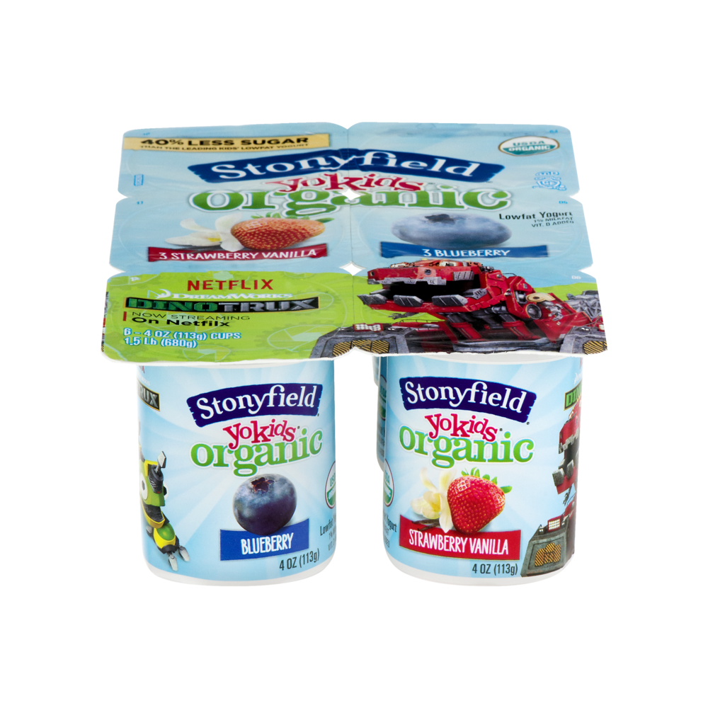 Stonyfield YoKids Blueberry & Strawberry Vanilla 4oz EA 6PK